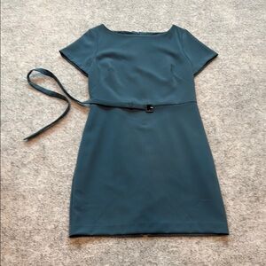 Ann Taylor Blue Sheath Dress with Bateau Neckline